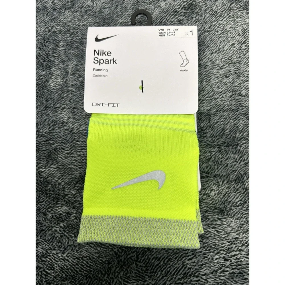 Nike Spark Mens Size 6-7.5 W 7.5-9 Neon Green Cushioned Ankle Socks